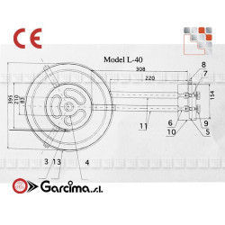 Garcima L40 Pro CTE Paella Burner G05-76340 GARCIMA® LaIdeal Garcima Paella Gas Burners