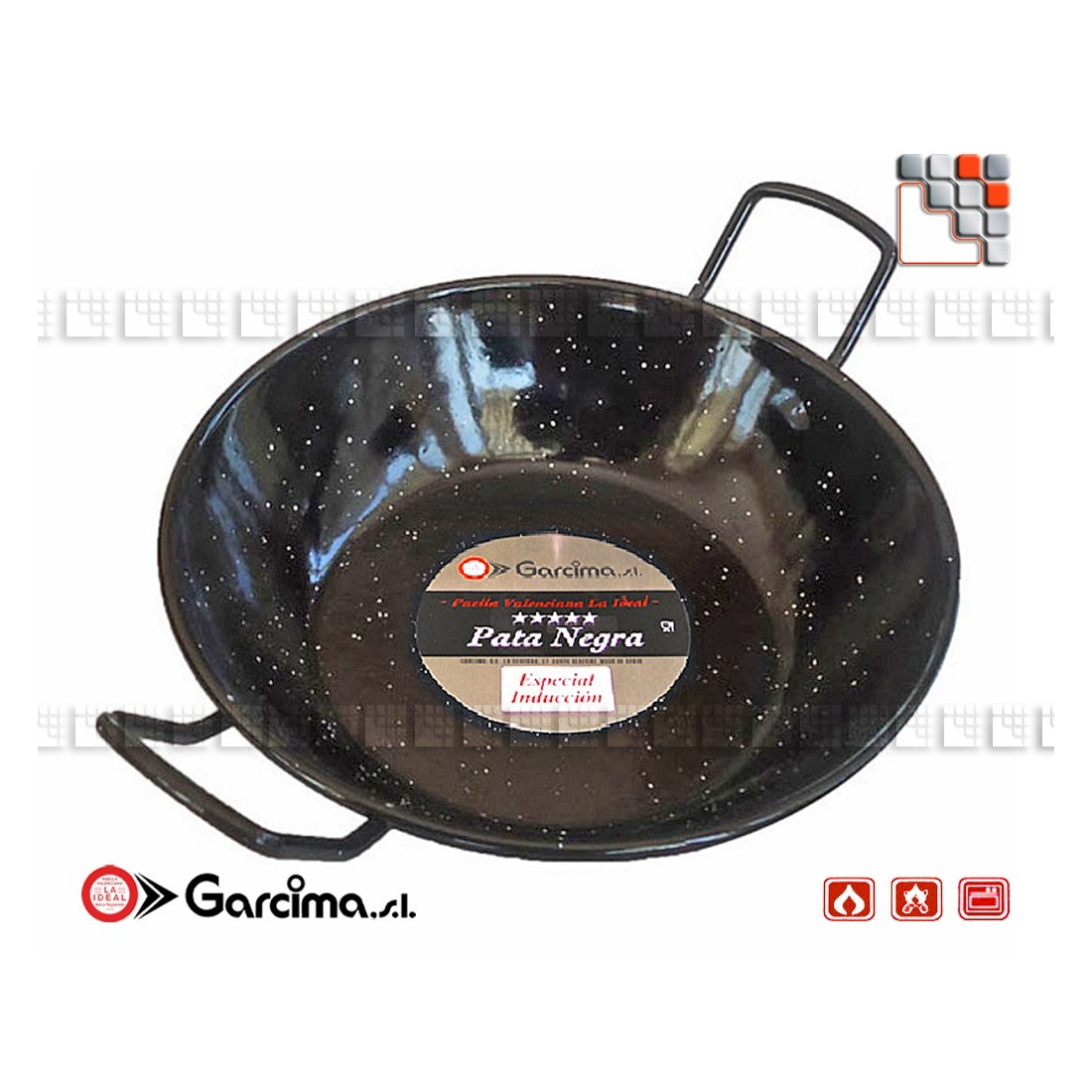 Deep Pan D32 PataNegra Enamelled Garcima G05-87032 GARCIMA® LaIdeal PataNegra Enamelled Paella Dish