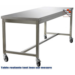 Custom Stainless Steel Table A17-TBI6050 A la Plancha® Stainless Steel Wood Trolleys & Trolleys