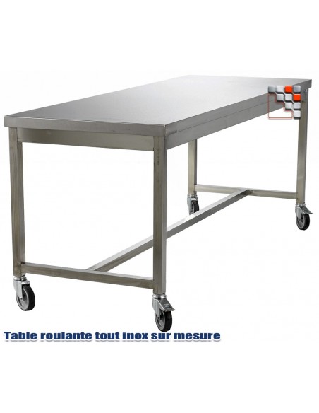 Table Inox sur Mesure A17-TBI6050 A la Plancha® Dessertes & Chariots Bois Inox