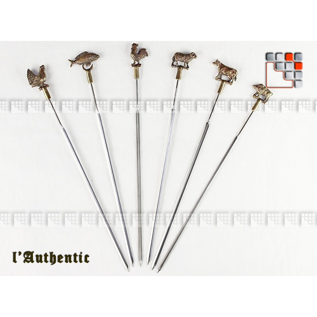 Set of 6 Hairpins Brass has Skewered The Authentic A17-PB002 A la Plancha® Table decoration