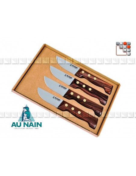 Coffret 4 couteaux steak P'tit Boucher Palissandre AUNAIN A38-1501351 AU NAIN® Coutellerie Art de la table