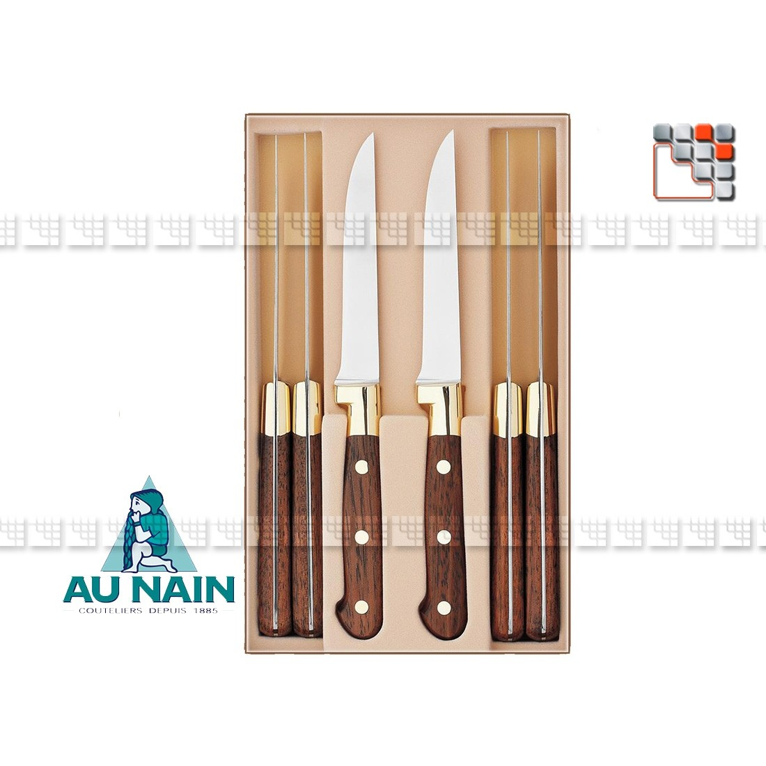 Coffret 6 couteaux steak Palissandre AUNAIN A38-1804001 AU NAIN® Coutellerie Art de la table