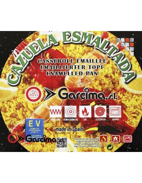 Deep Enamel Dish Cazuela Garcima G05-20818 GARCIMA® LaIdeal PataNegra Enamel Paella Dish