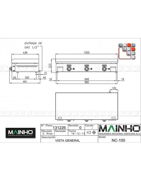 Plancha NC -100N Novo-Crom MAINHO M04- NC 100N MAINHO® Plancha Premium NOVOCROM NOVOSNACK