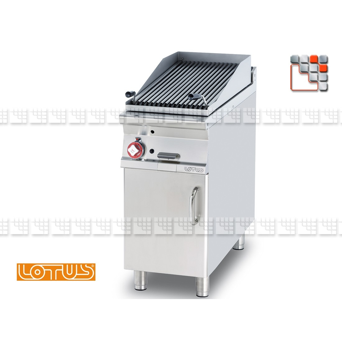 Gas grill on stainless steel cabinet SuperLotus L23-CW74G LOTUS® Food Catering Equipment Royal Nova Bras Grill Parillas