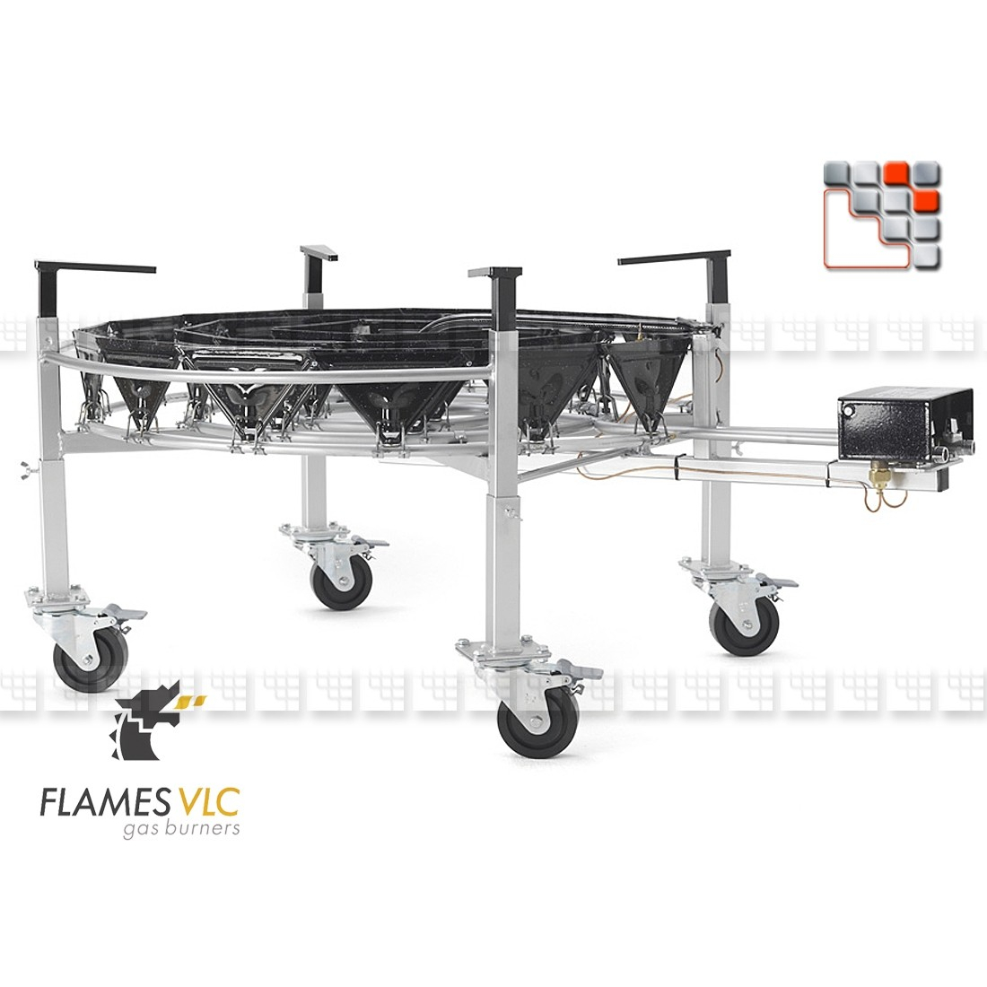Kit 4 Pieds Reglables Roues Orientables VLC F08-BDKTRO900 FLAMES VLC® Bruleur Gaz Flames VLC