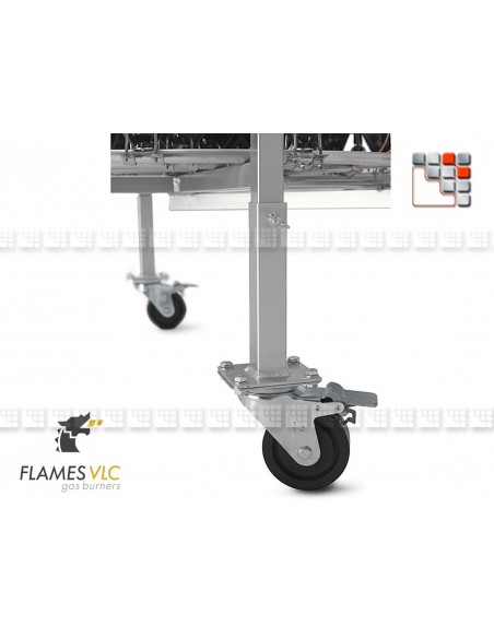 Kit 4 Pieds Reglables Roues Orientables VLC F08-BDKTRO900 FLAMES VLC® Bruleur Gaz Flames VLC