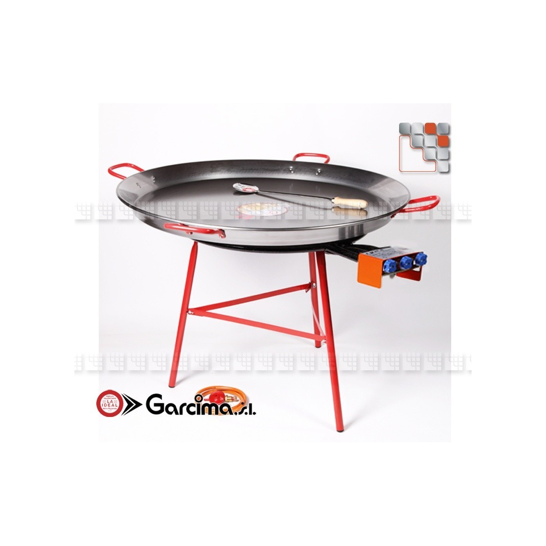Garcima 90L Polished Steel Paella Kit G05-K10090L GARCIMA® LaIdeal Garcima Paella Flat Kit