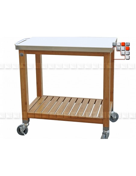 Serving Plancha Bamboo PM L80 D19-231 DM CREATION® Stainless Steel Wooden Trolleys & Trolleys