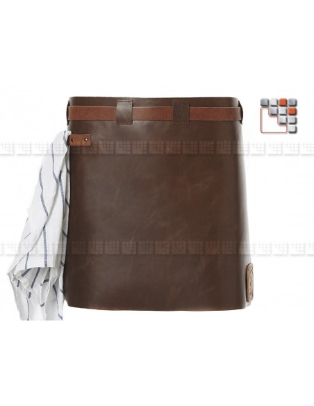 Short Leather Apron Cognac Black W47-LSAW06 WITLOFT® Textiles and Leather