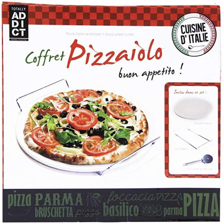Set Pizza 4 Pièces Mahlzeit - Pierre à Pizza Cordiérite Ø38cm + Pelle + Coupe-pizza + Spatule