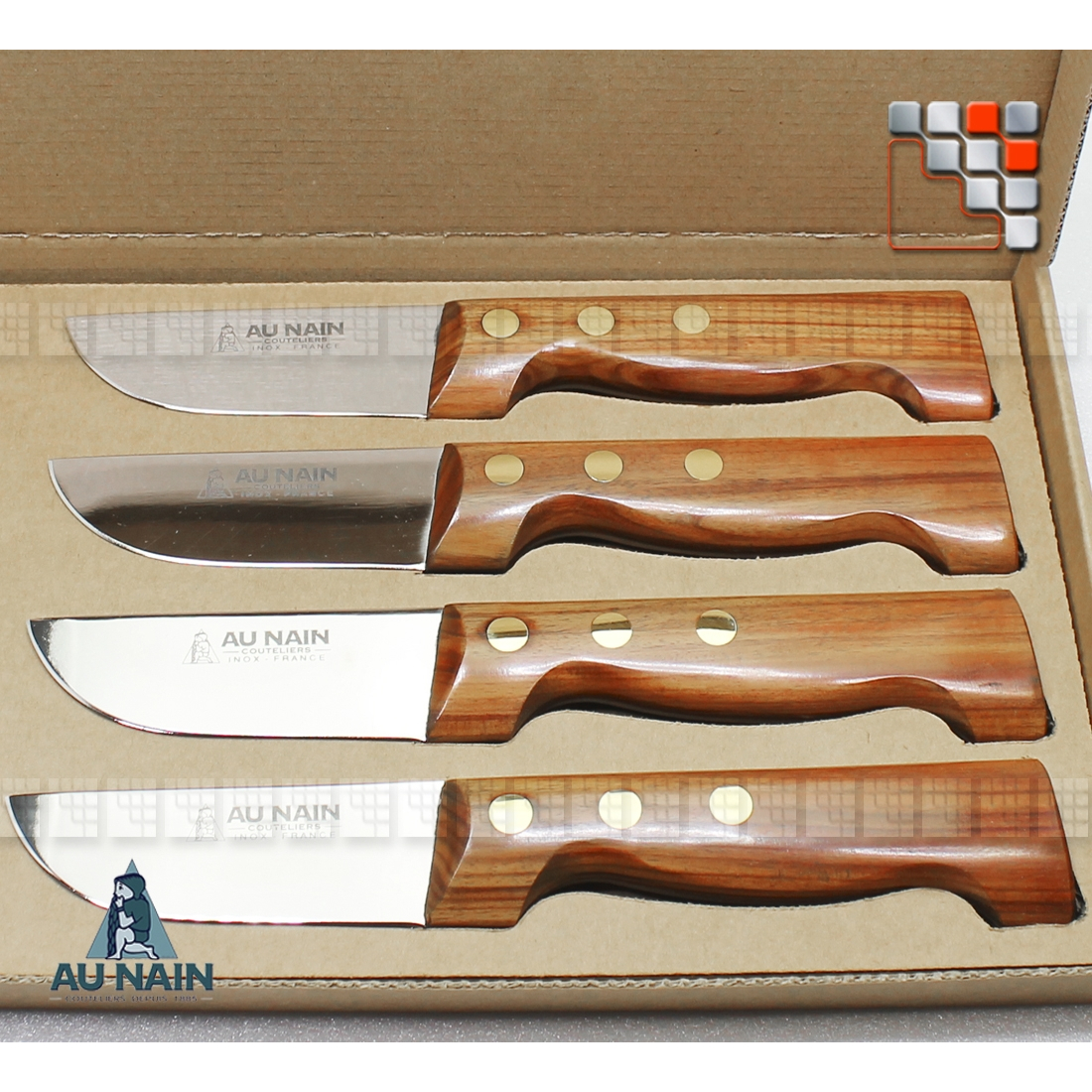 Coffret 4 couteaux steak P'tit Boucher Palissandre AUNAIN - Art de