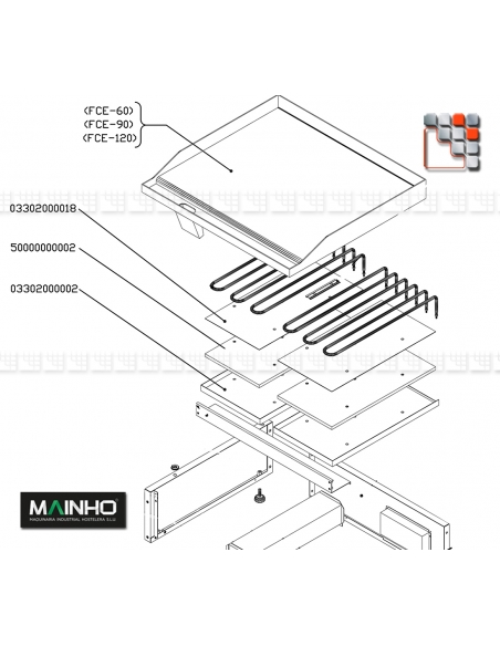 MAINHO Cooking Plate Resistance Assembly M36-03302000002T MAINHO SAV - Accessoires Electric Spare Parts MAINHO