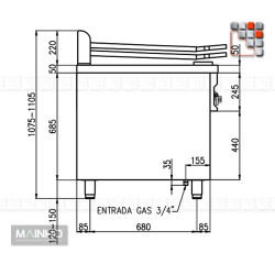 Parrillas PSI-160 ROYAL-PRILL Mainho M04-PSI160 MAINHO® Royal Nova Brazo Grill Parillas