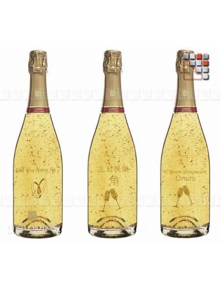 Vin Pétillant Gravure en or 24K personnalisée G03-ORPE GoldEmotion Vins Cocktails et Boissons