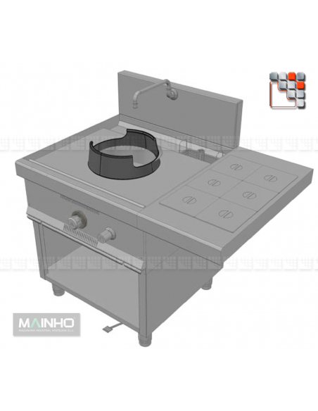 Wok W-100 stainless steel cabinet MAINHO M04-W100 MAINHO® Fryer Wok Steam Oven