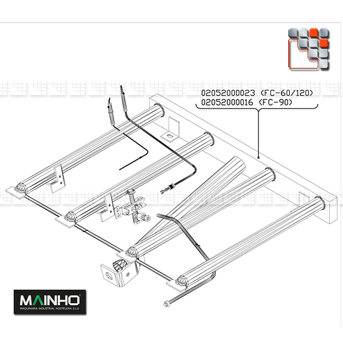 Rampe de Bruleur Gaz Plancha MAINHO M36-2062 MAINHO SAV - Accessoires Pièces détachées MAINHO