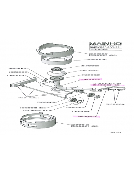 Ensemble de pièces WOK 18KW Mainho Z0120000011 MAINHO SAV - Accessoires Pièces détachées MAINHO