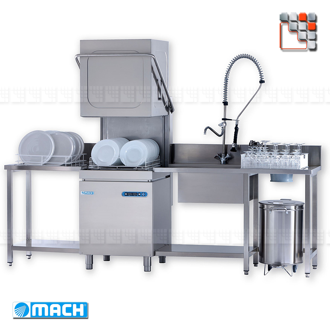 Lave-vaisselle professionnel surélevé - hauteur de charge 410mm MACH -  MS9850AT