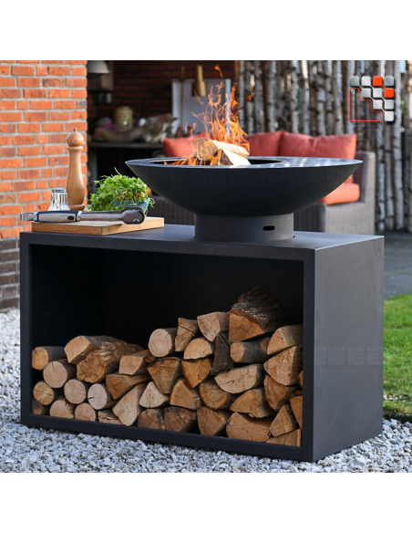 BRASERO RedFire ONYX Classic Table 80 cm Black with wooden storage O20-BTR80 OutTrade Barbecue Oven and Leisure Accessories