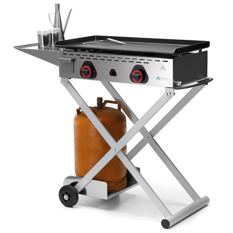 Folding Trolley for Plancha X ECO - Wooden and Stainless Steel Trolleys...
