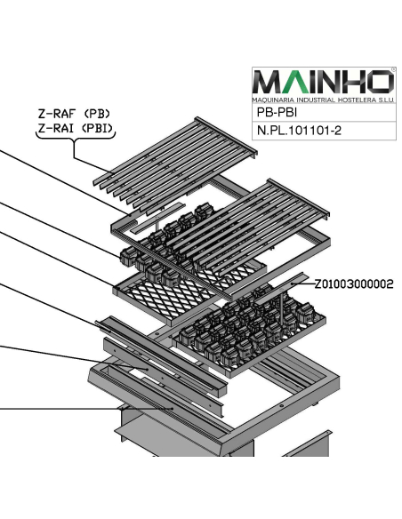 Front stainless steel housing NS NC range MAINHO M36-AVZ02020 MAINHO SAV - Accessoires MAINHO spare parts